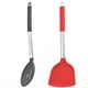 thumbnail image 1 of Paquete de 2 utensilios de cocina de silicona grandes, juego de utensilios de cocina de acero inoxidable sólido y ranurado, resistente al calor, 1 of 5