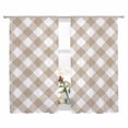 thumbnail image 2 of Minimalistic Checkered Beige Rural Style, Semi Sheer Window Curtains 72 Inches Long, Rod Pocket Voile Silky Chiffon Curtain Light Filtering Drapes for Living Room, Kitchen, Bedroom, 52"x72", 2 Panels, 2 of 9