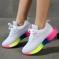 thumbnail image 5 of Lace-up Mesh Shoes With Rainbow Sole Design Fashion Walking Running Sports Shoes Sneakers For Women, 5 of 6