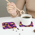 thumbnail image 6 of Bingfone Vintage Purple Flower Leather Drinks Coasters With Set Of 6,Suitable For Home Kitchen,Coffee Cup Coasters Home Gift, 6 of 9