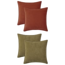 Unique Bargains 4 Pcs Soft Chenille Pillow Covers Green/Sienna Color