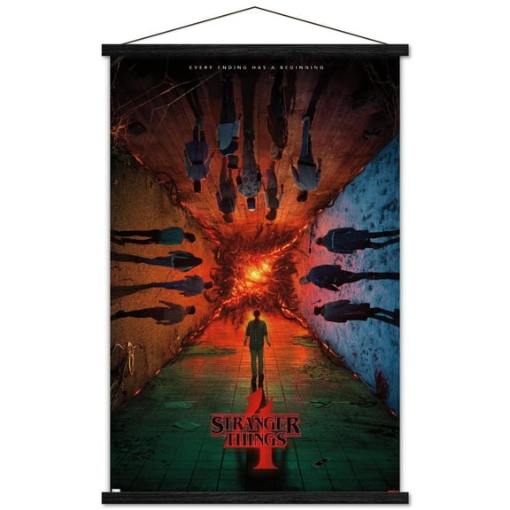 Netflix Stranger Things: Season 4 - Group Teaser One Sheet Wall Poster with Magnetic Frame, 22.375" x 34"