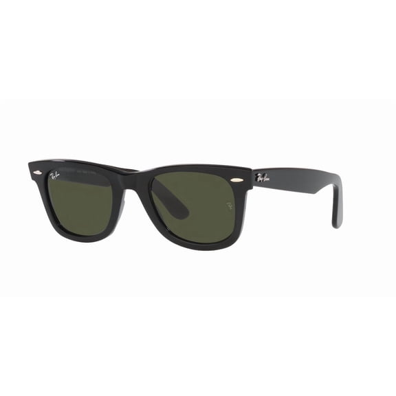 RAY-BAN RB2140 ORIGINAL WAYFARER BIO-BASED Square Shape Sunglasses Polished Black Frame | Green Lens 50mm