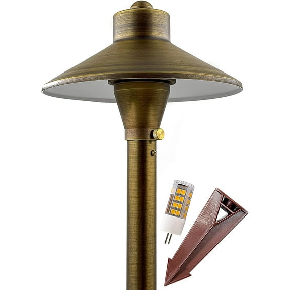 MIK Solutions 121 Brass LED Low Voltage Pathway Lights with 4W G4 Bulb and Stake