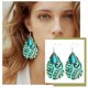 thumbnail image 2 of Vintage en relieve de cuero en forma de gota de agua azul turquesa piedra pendientes colgantes para las mujeres mamá, 2 of 2