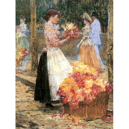Framed Art for Your Wall Hassam, Childe - Woman selling flowers 10 x 13