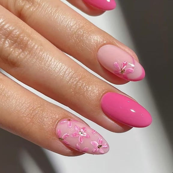 Press on Nails Almond Shaped Fake Nails Glossy on Nails Natural Full Covers False Nails Acrylic Glues on Nails