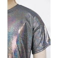 thumbnail image 5 of LiiYii Girls Boys Sparkly Dance Tops Short Sleeve T-Shirt Jazz Hip Hop Party Stage Performance Blouse Black 130, 5 of 7
