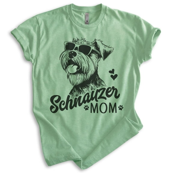 Schnauzer Mom, Unisex Women's Shirt, Mini Schnauzer, Schnauzer Owner, Funny Dog Mom Gift, Heather Apple Green, Medium