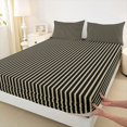 thumbnail image 5 of Castle Fairy Classic Geometric Stripe King Sheets 4pcs,Minimalist Vertical Band Bedding,Beige Black,1 Flat Sheet, 1 Fitted Sheet and 2 Pillowcases, 5 of 7