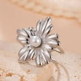 thumbnail image 2 of Aoxiang Anillos abiertos de flores grandes para mujer, anillo geométrico de acero inoxidable con forma de flor de sol, Color dorado, regalo de joyería de boda estética, 2 of 2