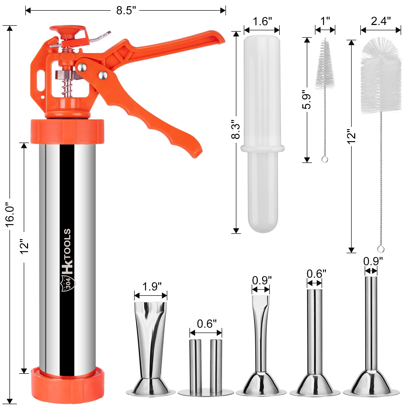 HK Extra Large 2.5 Pound Jerky Gun Kits, Stainless Steel Beef Jerky Gun