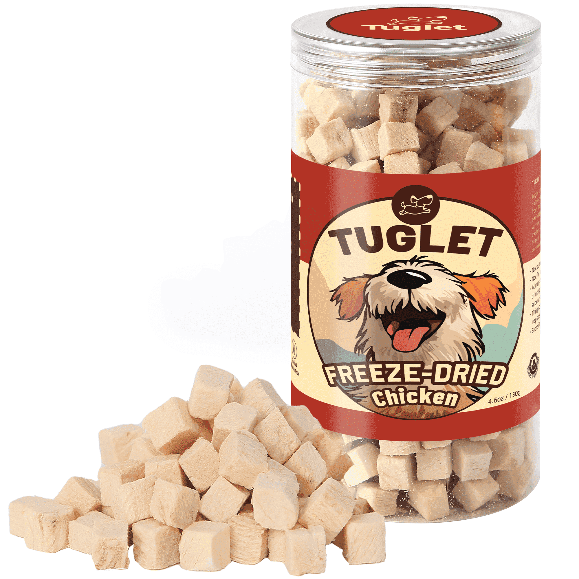 TUGLET Freeze Dried Chicken Dog Treat, Healthy Raw Single Ingredient Chicken Breast Food Toppers, 4.6 oz