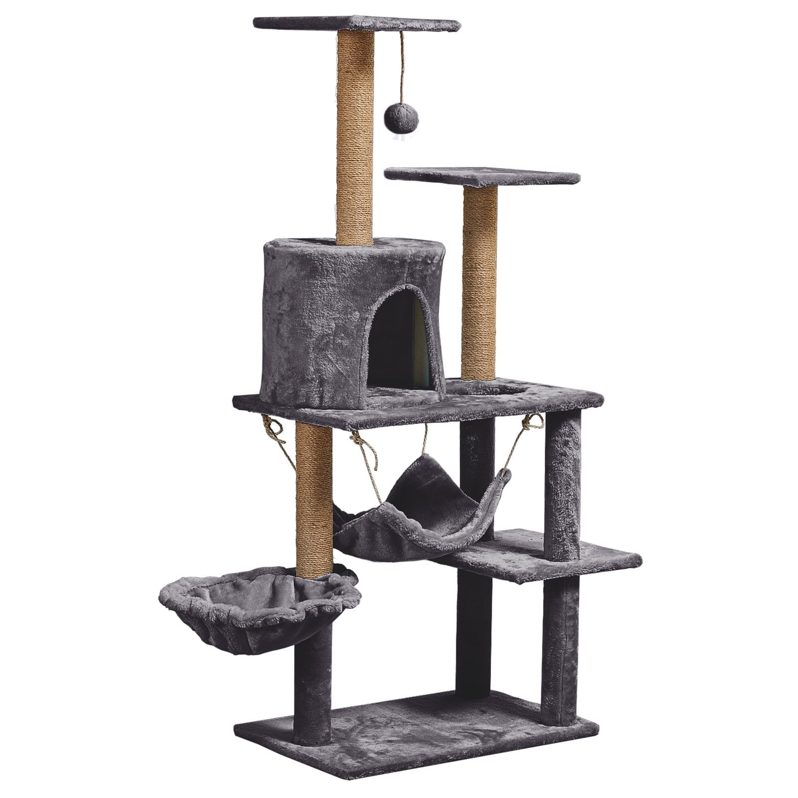 ZephyPaws Modern 52 Multi Functional Indoor Cat Tree Condo with Scratching Post Tower for Large Cats Kittens Brown Walmart