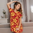 thumbnail image 3 of Disketp Red Vintage Flowers para Camisón Corto de Manga Corta para Mujeres, Camisón Cómodo con Escote Redondo, Bonito y Confortable, 3 of 6