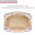 thumbnail image 6 of Cute Makeup Bag Travel Cosmetic Bag Organizer Toiletry Bag Make up Bags with Compartments Pouch Purse for Women & Men, Pink Checkerboard, 6 of 8