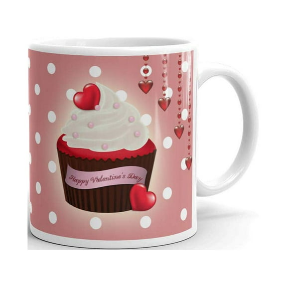 Happy Valentine Day Cake With Hearts Coffee Tea Ceramic Mug Office Work Cup Gift 11 oz