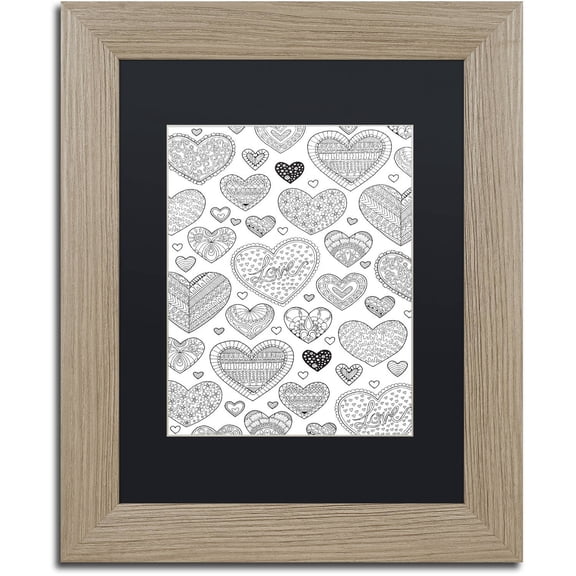 Trademark Fine Art "Hearts on Hearts" Canvas Art by Hello Angel, Black Matte, Birch Frame
