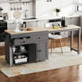 thumbnail image 6 of Extendable Kitchen Island With Smooth Door & Storage - Grey 2 Large Drawers Metal Slide, 6 of 6