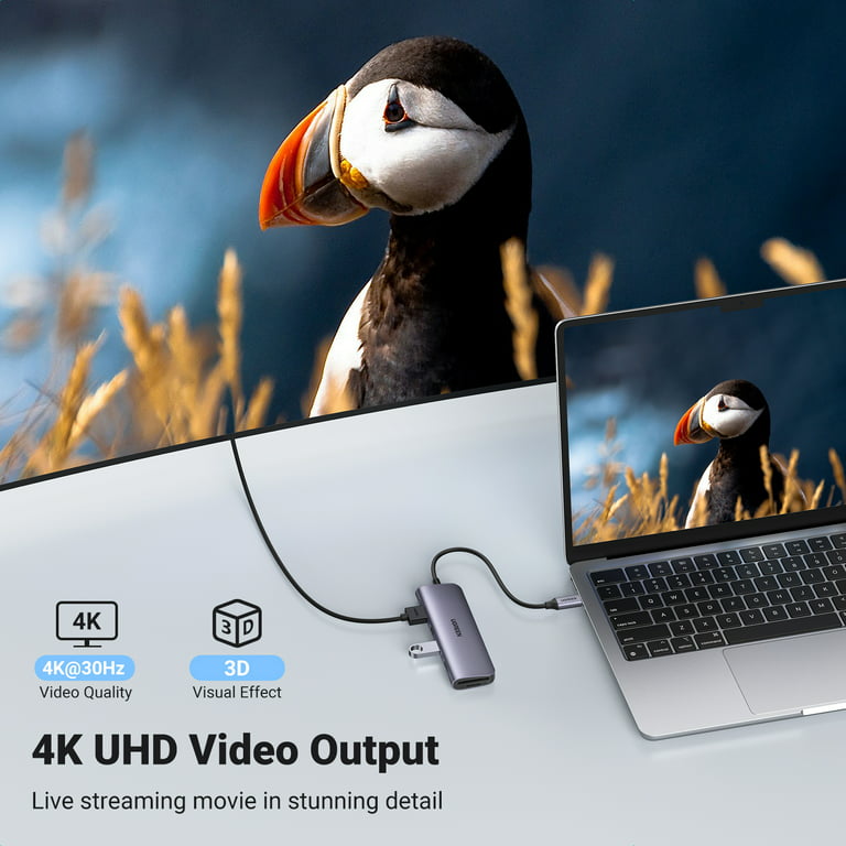 UGREEN 6-in-1 USB Hub, USB C to 4K HDMI, 3 USB 3.0, SD/TF, for PC
