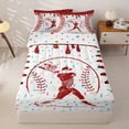 thumbnail image 3 of Homewish Red Dripping Baseball Stitch Batter Silhouette Graphic Zipper Twin Comforter Sets with Fitted Sheet and 2 Pillowcases,Baseball Graphic Zipper Bedding Set,4-Piece, 3 of 6