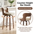 thumbnail image 5 of ClinQ 26 inch Swivel Bar Stools Set of 2, Counter Height Bar Chairs with Walnut Legs and Silver Ring Footrest, Upholstered Linen Fabric, Camel, 5 of 11