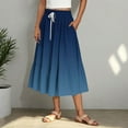 thumbnail image 5 of Gfyviroh Women's Long Skirts Gradient Color Drawstring A-Line Skirts High Elastic Waist Ruffled Hem Midi Skirts, 5 of 7