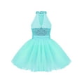 thumbnail image 2 of Haitryli Kids Girls' Sequined Camisole Ballet Tutu Dress Ballerina Leotard Outfit Dance Wear Costumes Lake Blue 4-5, 2 of 7