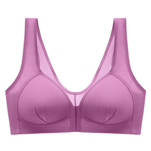 fheaev Summer Savings Clearance Front Closure Bras For Women Full Coverage Bra Ladies Traceless Comfortable No Steel Ring Breathable Gathering Front Opening Buckle Bra Woman Underwear