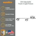 thumbnail image 3 of Sunlite 81146 32” LED 4-Light Adjustable Track Light Fixture, 23 Watts (100W=), 1200 Lumens, 3000K Warm White, 120 Volts, Dimmable, ETL Listed, Chrome, For Residential & Commercial Use, 3 of 7