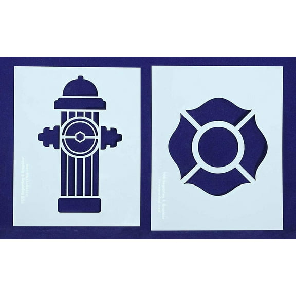 Fire Hydrant/Maltese Cross Stencils Mylar 2 Pieces of 14 Mil 8" X 10" - Painting /Crafts/ Templates