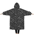 thumbnail image 2 of Oversized Wearable Blanket Hoodie,Black White Gothic Witch Skull Pattern Sherpa Blanket Hoodie with Super Pockets,Super Warm Fuzzy Pullover for Women & Men, 2 of 6
