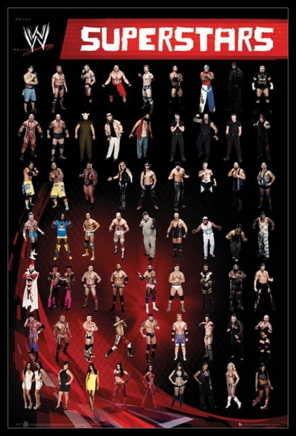 WWE Superstars Laminated & Framed Poster by (24 x 36)