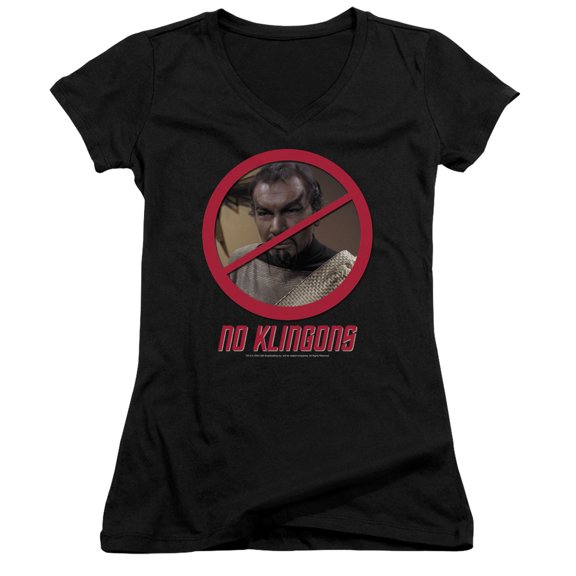 Star Trek No Klingons Junior Women's V-Neck T-Shirt Black