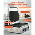thumbnail image 3 of KFFKFF Commercial Panini Grill, 1800W Electric Sandwich Panini Maker, Stainless Steel Sandwichs Press with Handle and Temp Control, 13.5x9.3 in Full Grooved Enamel Plate, 3 of 9