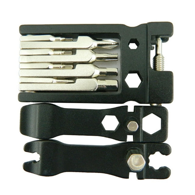 ZheElen 19 In 1 Folding Multi -tools Sets Bike Repair Tools Kit Removal Tools Screwdrivers Lever Wrench black 75*39mm 1Set
