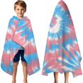 thumbnail image 3 of Colorful Tie Dye Pattern Hooded Bath Towel，60"x35" for Ages 3 To 12 Kids, Quick Dry Lightweight Soft Microfiber Hood Beach Towel Cover Up for Kids, 3 of 7