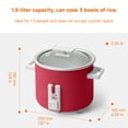 thumbnail image 4 of Small Rice Cooker, 1.5 Quart Mini Non-Stick Coated Insert Food Steamer and Dishwasher-Safe Glass Lid and Pot, Red, 4 of 7