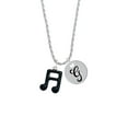 thumbnail image 2 of Delight Jewelry Silvertone Black Sixteenth Note Silvertone Script Initial Disc - G - Charm Necklace, 20"+3", 2 of 4