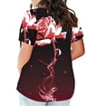thumbnail image 3 of Hxshgdsn Summer Plus Size Cotton T Shirts Womens Loose Fit V Neck Tops Short Sleeve L-5X Stretchy Casual L Tees (3XL, Red 01), 3 of 5