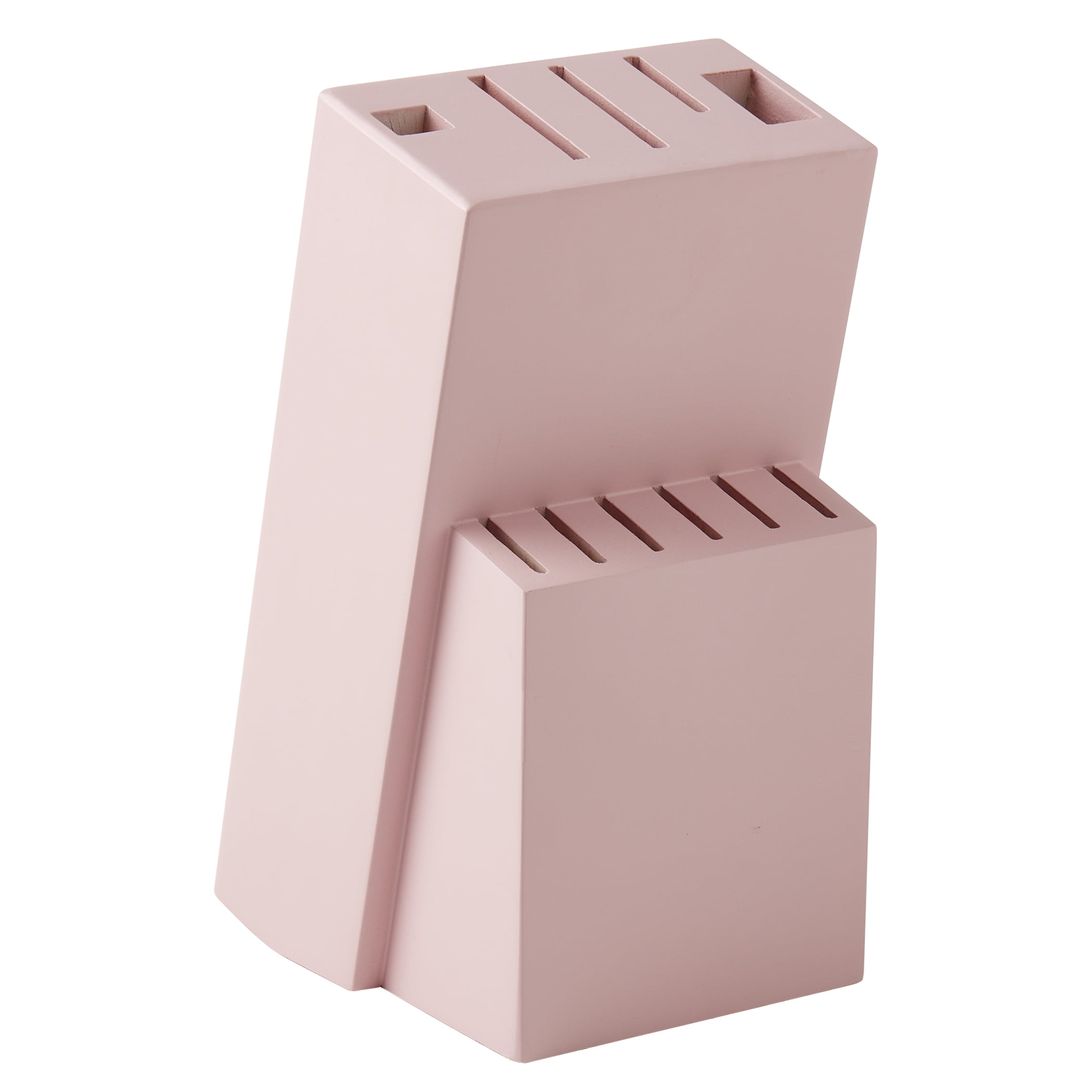 Basic Essentials 12 Piece Stainless Steel Kitchen Knife Set with Wood Block, Pink