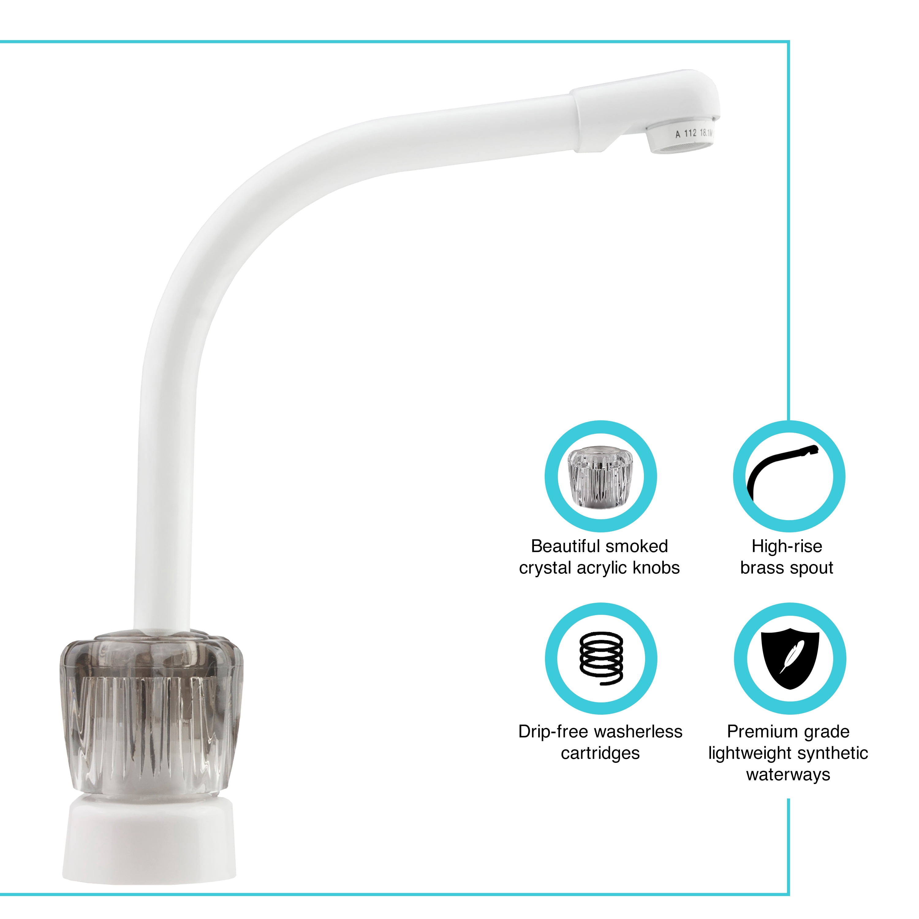 Dura Faucet Hi-Rise Kitchen Faucet for RVs - White