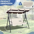 thumbnail image 4 of Howsvn 3 Seat Outdoor Patio Swing with Converting Canopy, Cushioned Steel Frame Porch Canopy Swing Chair, Swing Glider Hammock for Patio, Garden, Beige, 4 of 9