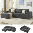 thumbnail image 3 of 108" Modular Sectional Sofa - L Shaped Boneless Cloud Couch with 67.5" Chaise, Reversible L/R Facing, No Assembly Required, Corduroy Fabric - Beige, 3 of 10