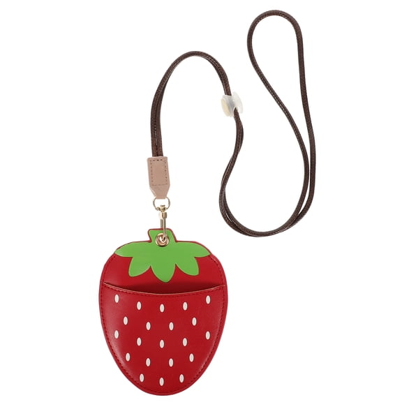 OUNONA  Badge Reels Retractable Custom Strawberry Card Holder Lanyard