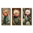 thumbnail image 2 of Designart "Blossoming Cactus Flower Nature's Beauty II" Cactus Framed Wall Art Set Of 3 - Green Traditional Frame Canvas Set For Living Room Decor, 2 of 6