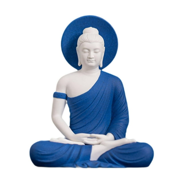 Estatua de Buda, decoración de mesa, decoración del hogar, regalos de escultura de escritorio de esculturas para restaurantes festival de estanterías Azul