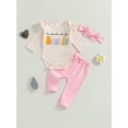 thumbnail image 2 of Suealasg Newborn Baby Girl Clothes 3 6 12 18 Months Infant Girls Fall Winter Outfit Long Sleeve Round Neck Romper Bow Long Pants Headband Set, 2 of 8