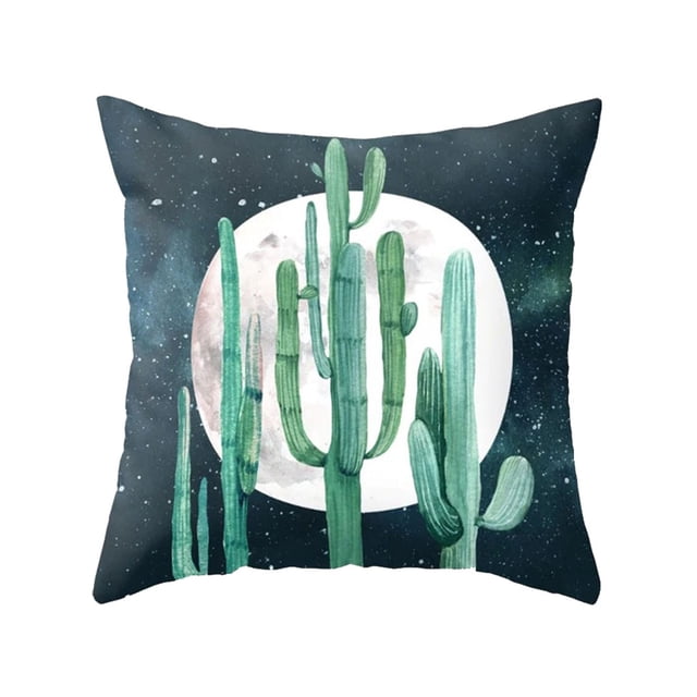 Cactus Succulents Pattern Polyester Pillowcase Cushion Cover Office Sofa Home Peach Skin Velvet Decor