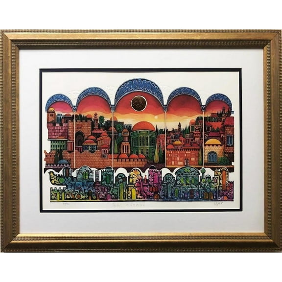 Amram Ebgi "Sunset in Jerusalem" FRAMED Signed & # Art Generic